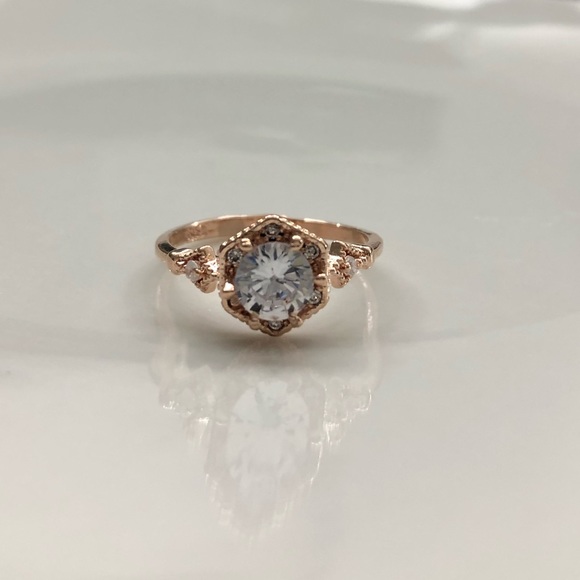 Rose Gold Filled White Sapphire Ring - Picture 7 of 7